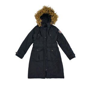 Rocawear Womens Arctic Blast Faux Fur Trim Hooded Parka Coat Size S.